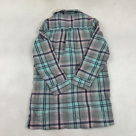 NWT Justice Blue Pink Plaid Button Front Pajama Night Shirt Dress L/S Flannel 8 - Picture 9 of 9